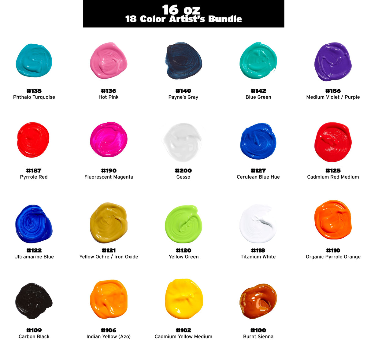 Buy 18 Color Artist's Bundle 16oz Online Nova Color